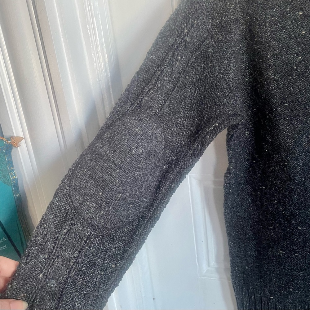 Elbow Patch Cable Knit Crew Sweater - image 6